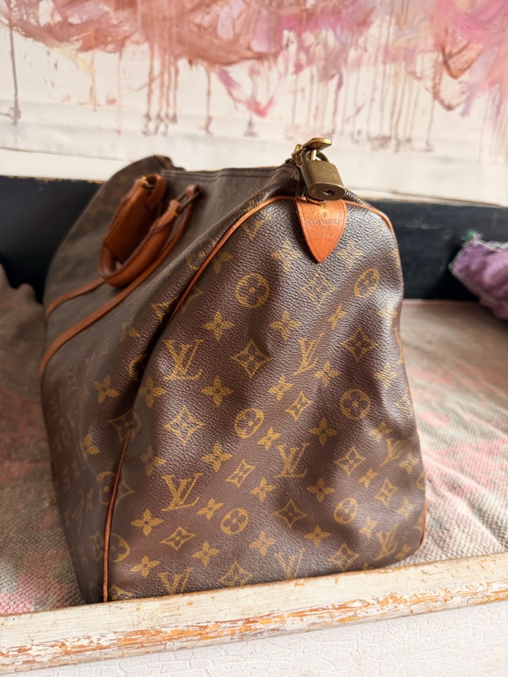 Louis Vuitton Monogram Canvas Travel Duffel Bag in Brown and Tan - Picture 3 of 14